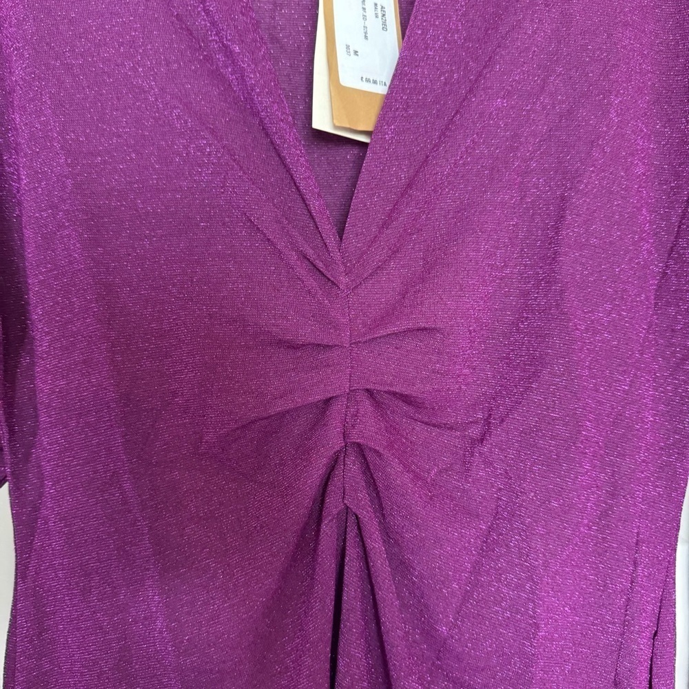 Dixie Malva gathered v neck purple metallic dress size M new with tags - Picture 4 of 11
